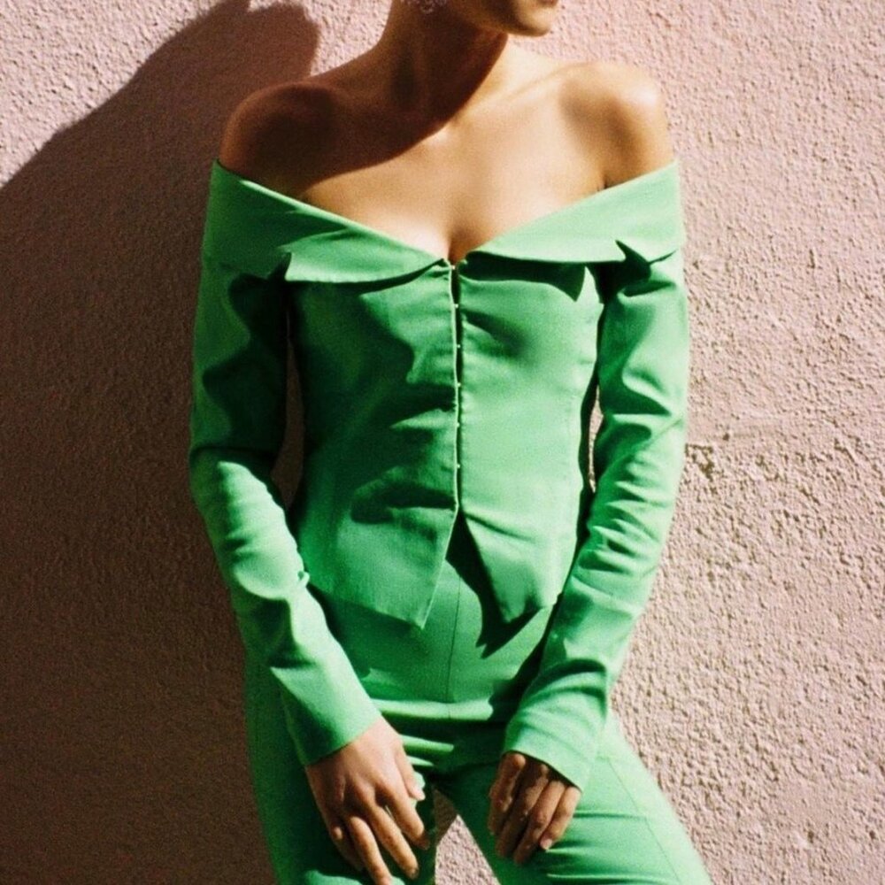 COPY - Zara Bright green off shoulders top Size S